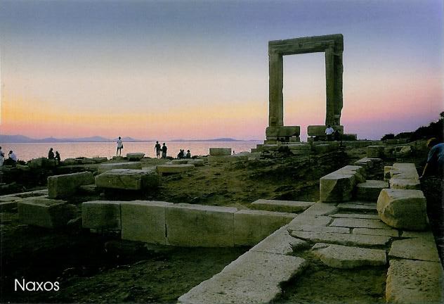 Portara at sunset in Naxos Island Greece
