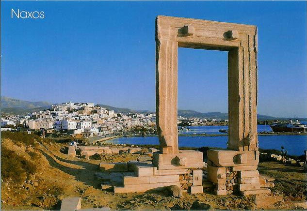 Portara and Naxos Town view